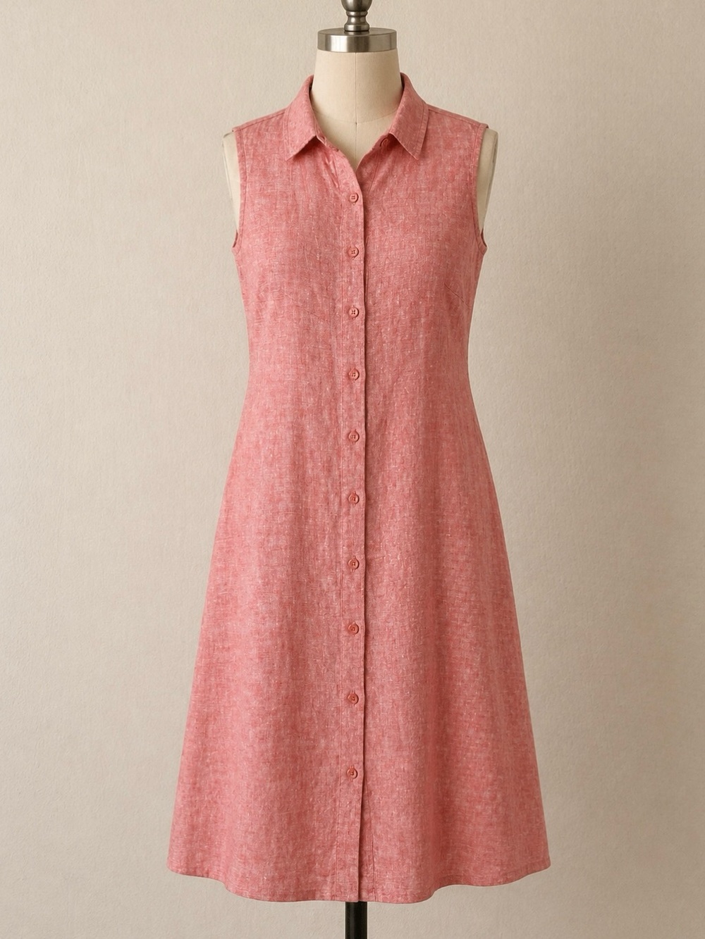 GARNET HILL Linen Shirtdress Size 00 Sleeveless A-line Button Up Summer Resort